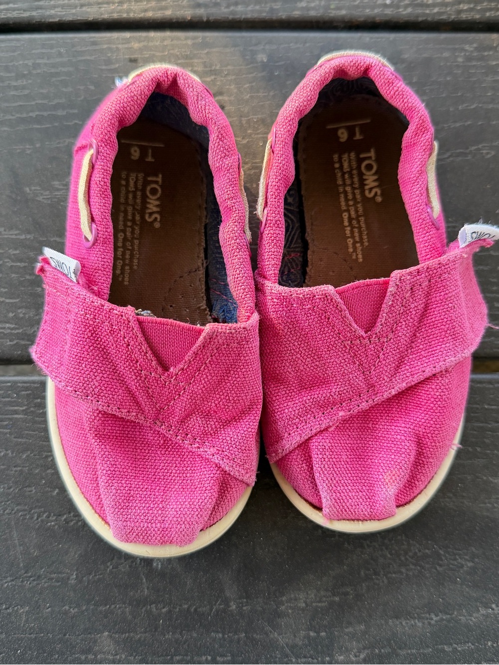 Toms Kids Bright Pink Canvas Slip-On Shoes